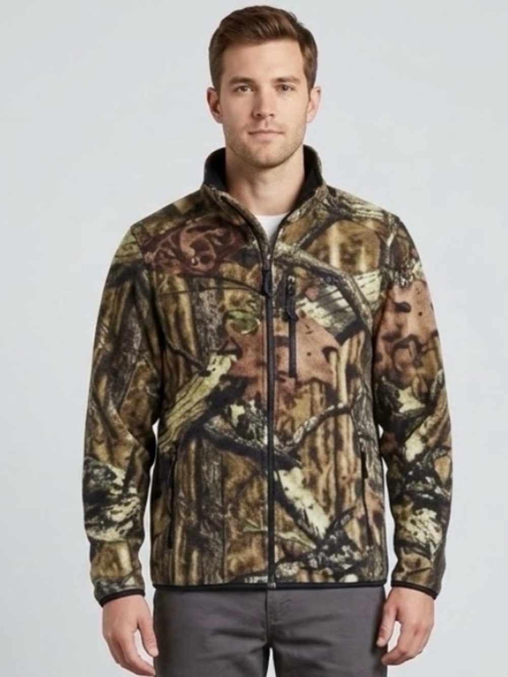 LL Bean Mens Camo Trail Fleece Jacket Full Zip Hunting Outdoors Winter Size M